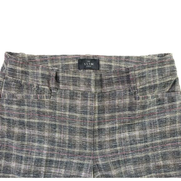 WHBM the Slim Plaid Check Slim Ankle Trousers Black w/ Madder Red - 0 - Picture 3 of 13